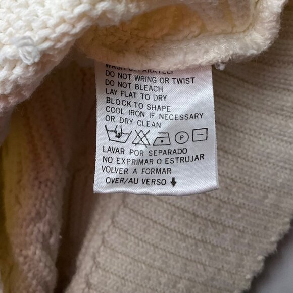 VTG Liz Claiborne Large Beige All over Cable Knit Fisherman Sweater Chunky - Picture 8 of 9
